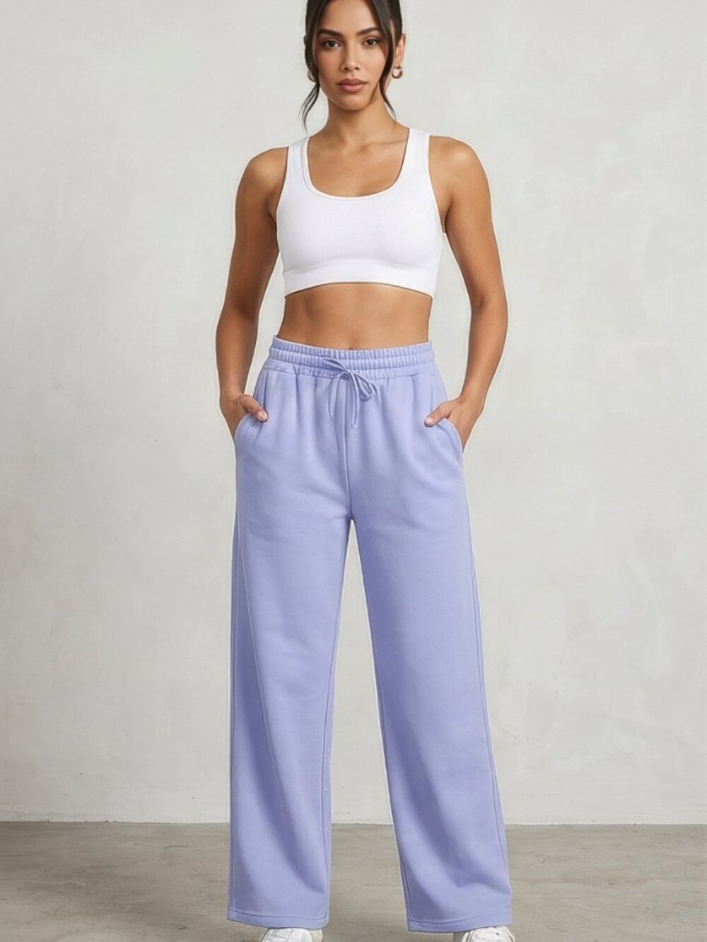 Women's Wide Leg Sweatpants Lavender Blue Ultra Soft Cotton Blend Sizes SM-2X